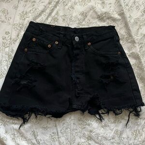 Levi’s Distressed Black Denim Shorts